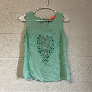 Lulumari Green Lacey Crochet Tank Top
